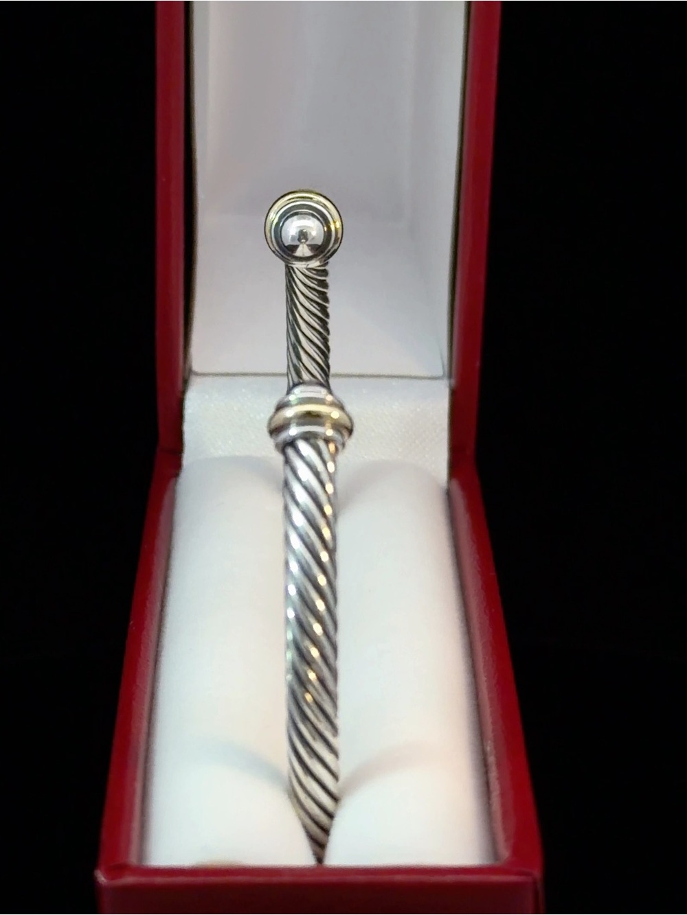 David Yurman Two-Tone Twisted Cable Cuff Bracelet - Silver & Gold - Picture 1 of 7